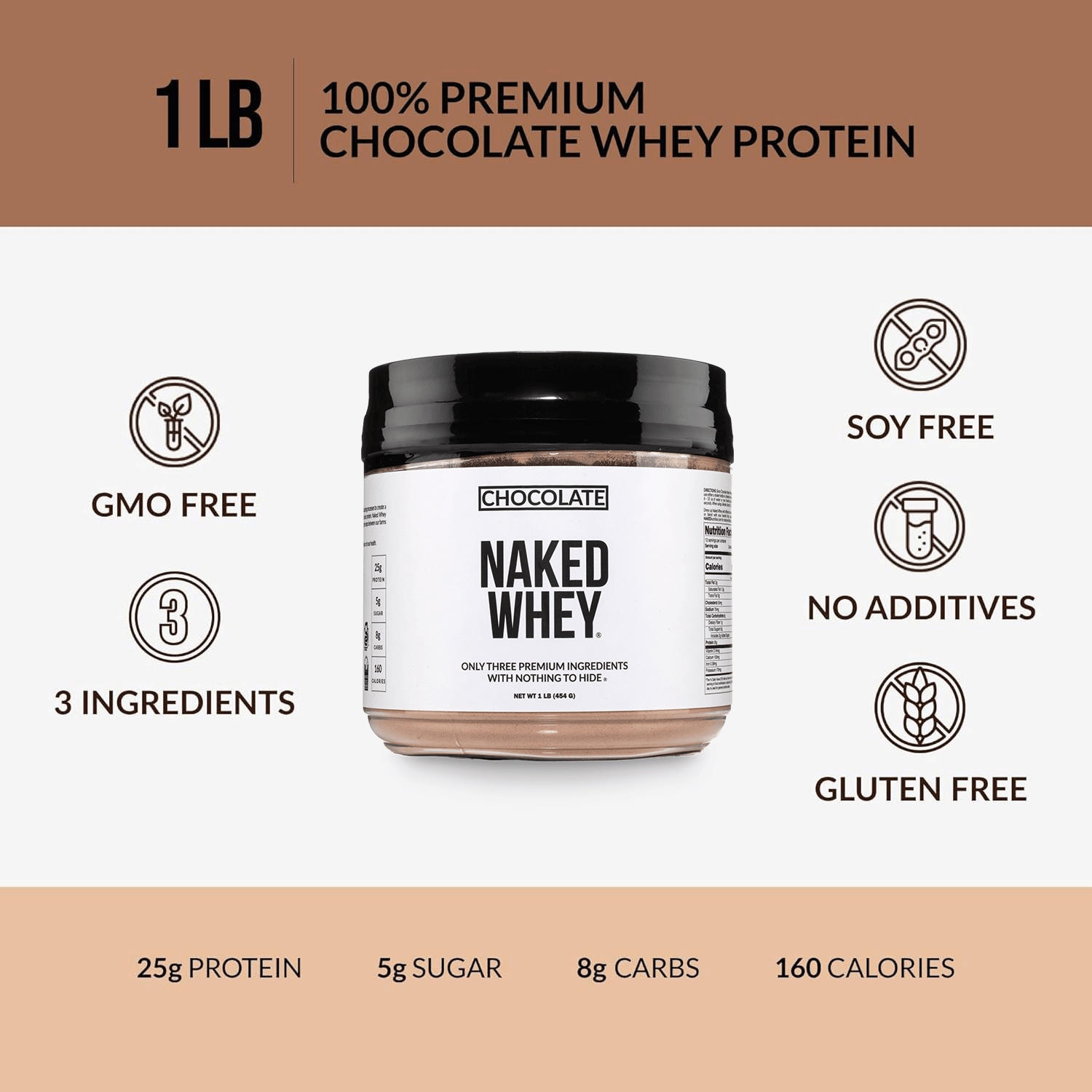 Chocolate Whey Protein Powder 1lb - Chocolate - Post Workout Protein Blend