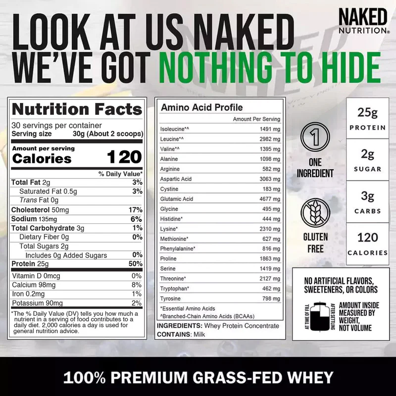 Grass Fed Whey Protein Powder - Unflavored - Post Workout Protein Blend
