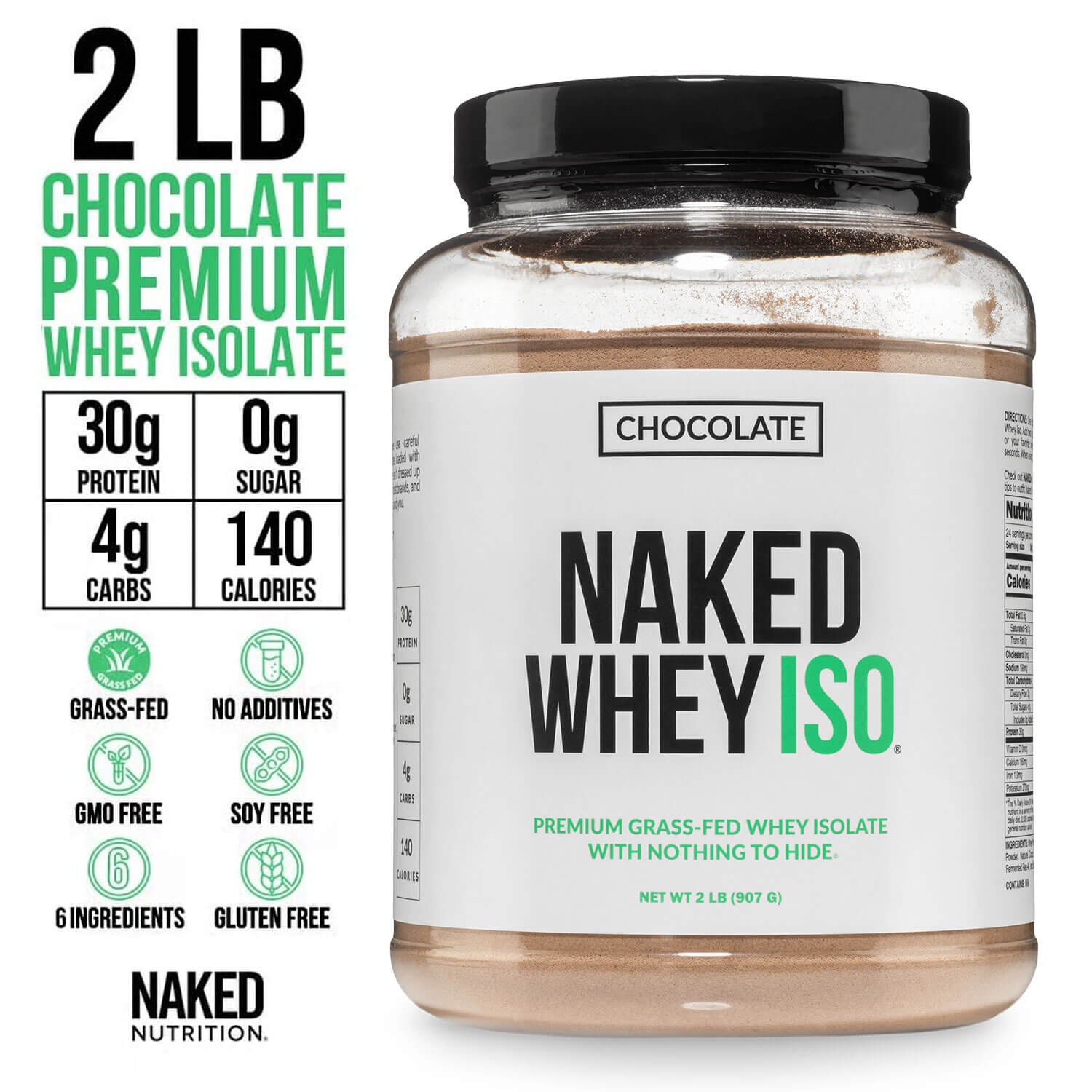 Chocolate Grass-Fed Whey Isolate Protein Powder - Chocolate - Post Workout Protein Blend