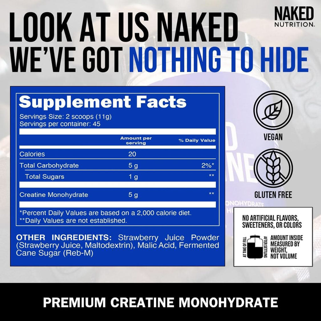 Strawberry Creatine Monohydrate Powder - Strawberry - Workout Strength Support Formula