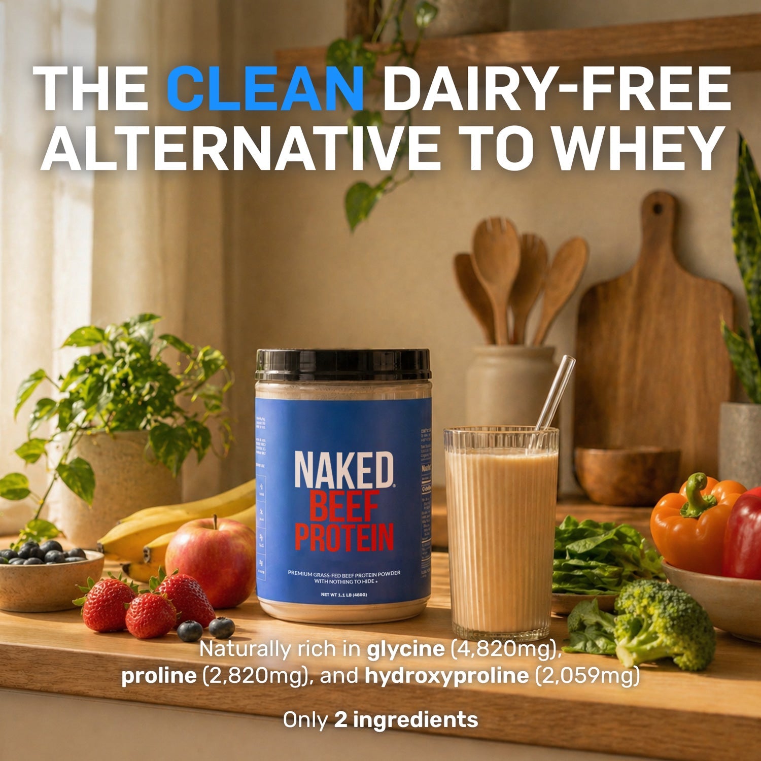 Beef Protein Powder - Unflavored - Everyday Wellness Drink Mix